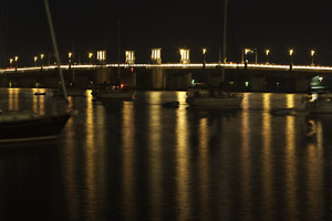 The Bridge of Lions, St. Augustine, Florida, lit up for the Nights of Lights